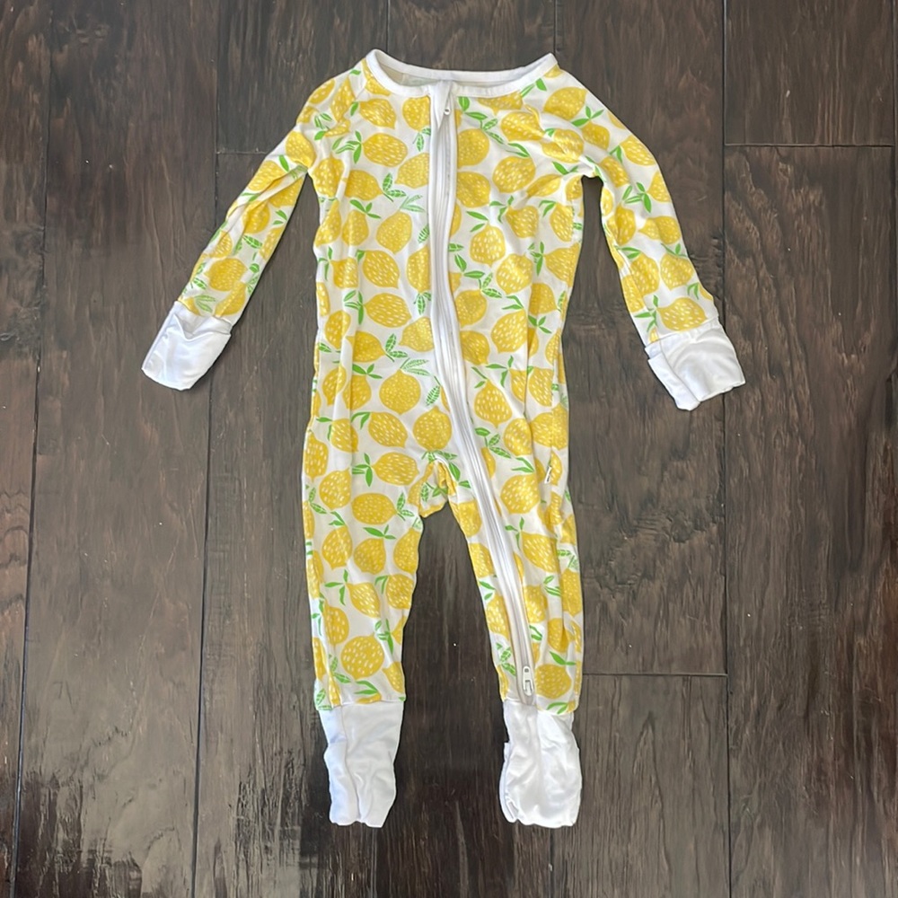Little Sleepies Yellow Lemon Print Zipper Footed Pajamas